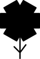 Única flor negra, ilustración, vector sobre fondo blanco.