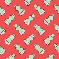 Green bottle , seamless pattern on a red background. vector