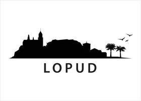 Lopud, Croatian Island Landscape. Skyline Graphic Silhouette Panorama vector