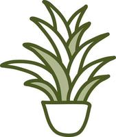 Dracaena plant in pot, illustration, vector on a white background.