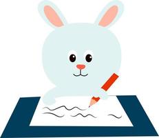 White bunny, illustration, vector on white background.