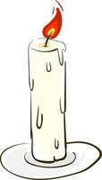 White candle, illustration, vector on white background.