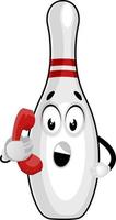 Bowling pin on telephone, illustration, vector on white background.