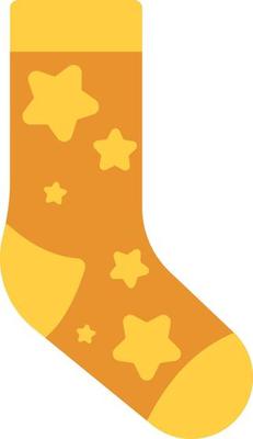 Orange sock with yellow stars, illustration, vector on a white background.