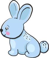 Blue small bunny , illustration, vector on white background