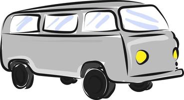 Old bus drawing, illustration, vector on white background