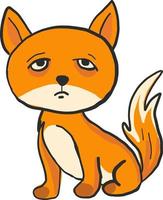 Bored little fox, illustration, vector on white background