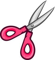 Pink scissors, illustration, vector on white background