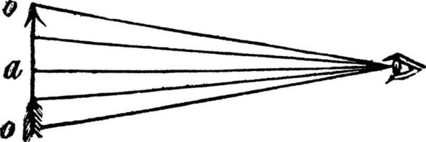 Double Convex Lens Magnifing an Arrow, vintage illustration. vector