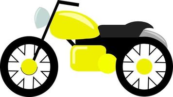 Motocicleta amarilla, ilustración, vector sobre fondo blanco.