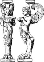 Trapezophoron de soporte de mesa romana, ilustración vintage. vector