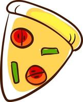 Pizza slice, illustration, vector on white background.