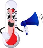 Thermometer with megaphone, illustration, vector on white background.