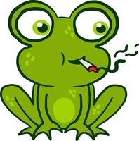 Frog smoking, illustration, vector on white background.