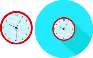 Red clock ,illustration, vector on white background.