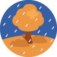 Rain falling on a tree, illustration, vector, on a white background. vector