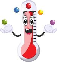 Thermometer juggling with balls, illustration, vector on white background.