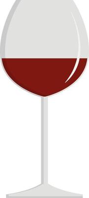 Red wine in glass, illustration, vector on white background.