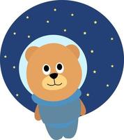 Bear in space, illustration, vector on white background.