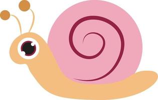 Pink little snail, illustration, vector on white background.