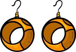 Round earrings, illustration, vector on white background.