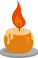 Burning candle, illustration, vector on white background.