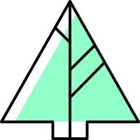 Light green fir tree with three black lines, illustration, vector on white background.