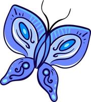 mariposa azul, ilustración, vector sobre fondo blanco.