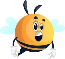 Surprised bee, illustration, vector on white background.