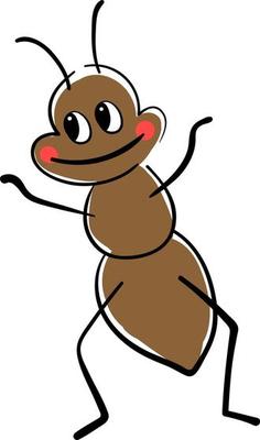 Happy ant, illustration, vector on white background.