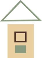 Brown hut with two windows, icon illustration, vector on white background