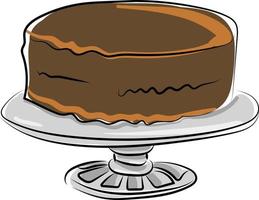 Chocolate cake, illustration, vector on white background.