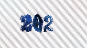 feliz año nuevo 2023, partícula crea texto de año nuevo, ilustración video