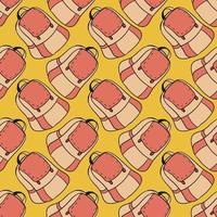 Backpack pattern, seamless pattern on yellow background. vector