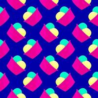 Small ice cream, seamless pattern on dark blue background. vector