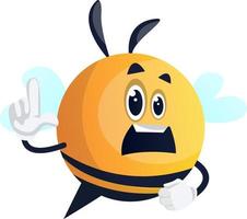 Concerned bee, illustration, vector on white background.