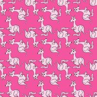 Pink kangaroo, illustration, vector on white background