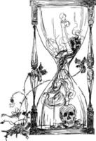 Antique Hourglass, vintage illustration. vector