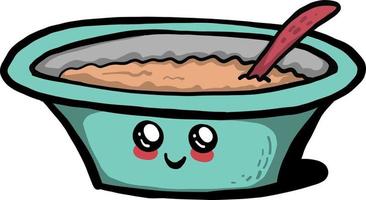 Soup in a cute bowl, illustration, vector on white background