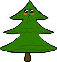 Cute christmas tree, illustration, vector on white background.