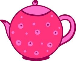 Pink teapot, illustration, vector on white background