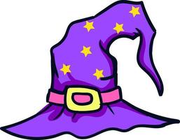 Purple wizard hat, illustration, vector on white background