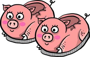 Pig slippers, illustration, vector on white background