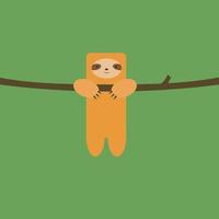 Sloth on tree, illustration, vector on white background.