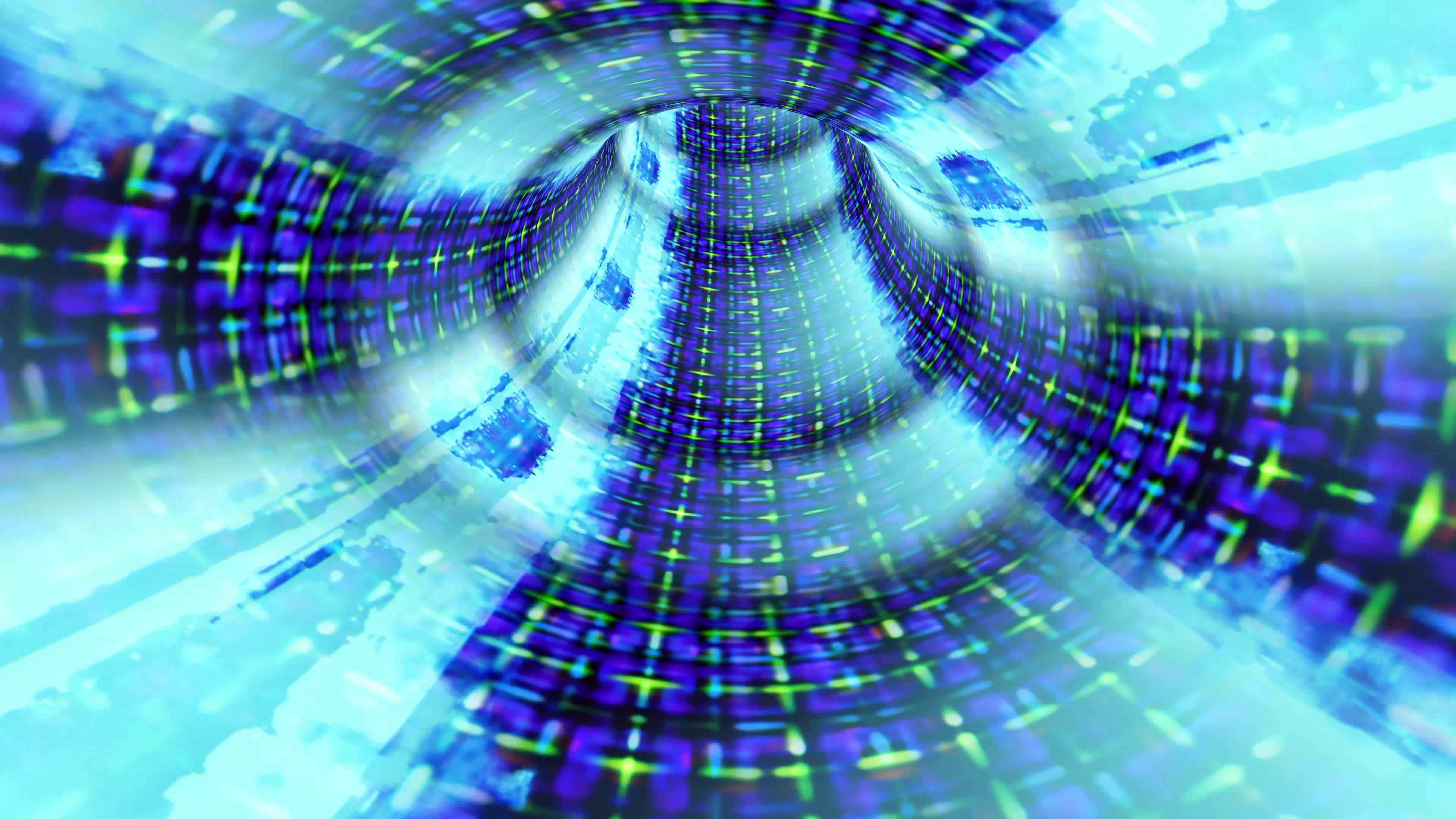 Video streaming data abstraction in a tunnel of digital light pixels Loop 13595918 Stock Video