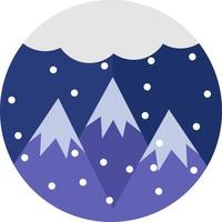 Snowing clouds in the mountains at night, illustration, vector on white background.