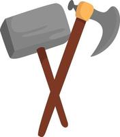 Hammer and ax, illustration, vector on white background