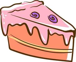 Piece of pink cake, illustration, vector on white background.