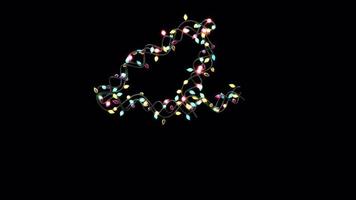 Letras de letras de luces navideñas parpadeantes animadas en crecimiento con alfa 4 video