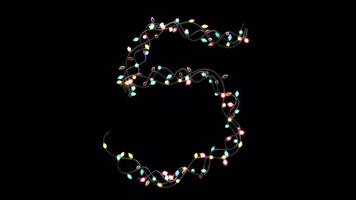 Tipo de letra de letras de luces navideñas parpadeantes animadas en crecimiento con alfa 5 video